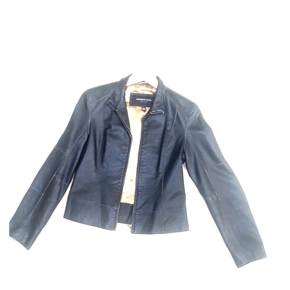 Andrew Marc Black Leather Bomber